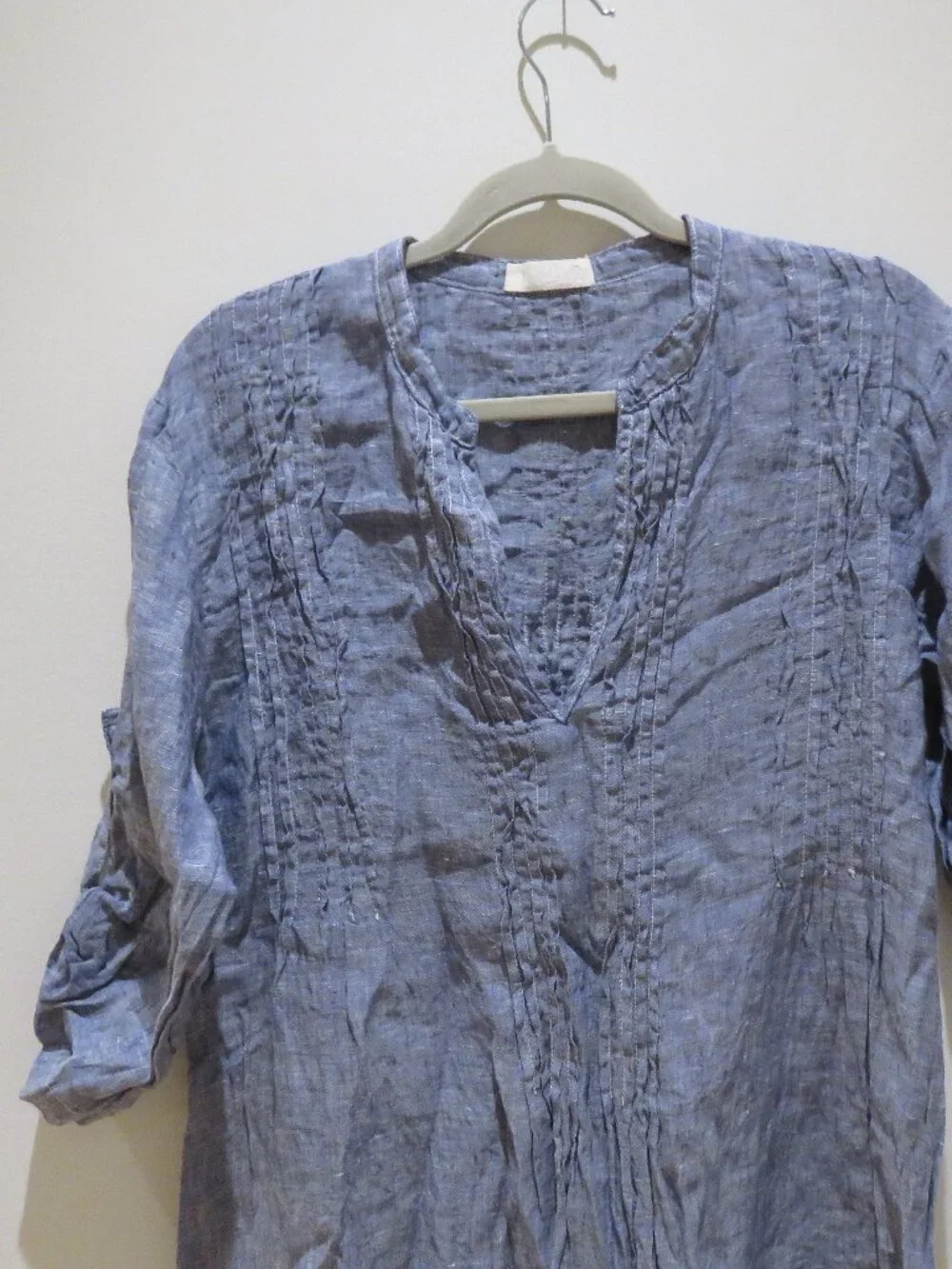 CP SHADES Regina 100% Linen Tunic Light Blue Gauzy Sml Coastal Beach Lagenlook - Picture 3 of 15